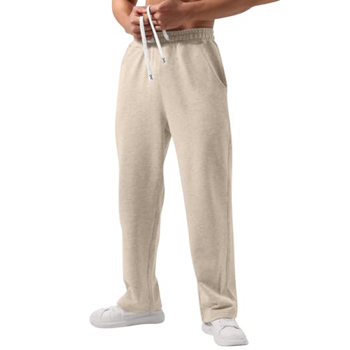 Genérico Pantalon Chandal Hombre Pantalones Hombre Deportivas Pantalón Casual Running Gym Cómodo Chándal con Bolsillos Pants Termico Jogger Otoño Invierno Algodón Ropa Beis XL