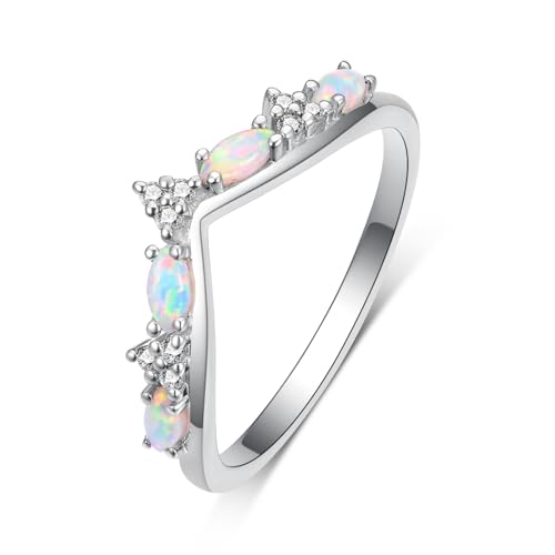 Pear Shaped Natural Opal Engagement Ring Set for Women, 925 Sterling Silver 1 Carat Opal Wedding Band Bridal Ring Set Anniversary Birthday Jewelry Gifts for Women3