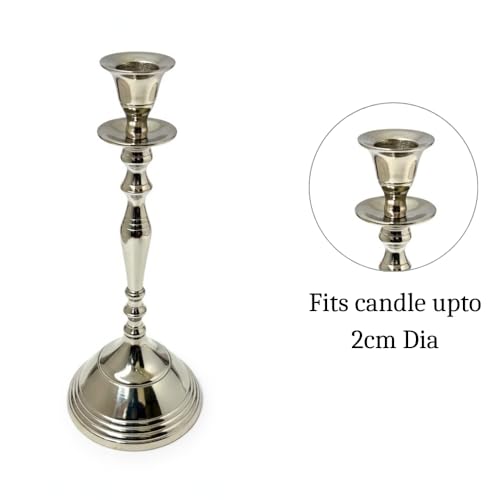Image of Aluminum Royal Candlestick Holders for Home, Dining and Table Decor, Best Gift for Christmas Decor, Dining Table Decor (Silver, Small)