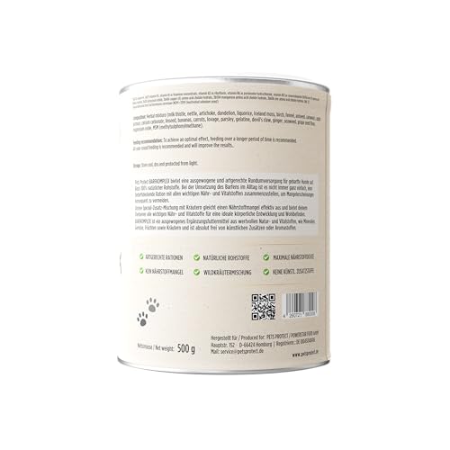 BARFKOMPLEX für Hunde | Natürlicher Barf Zusatz | Rundumversorgung für artgerechte & ausgewogene Rohfütterung | Reich an Vitaminen & Mineralien | Ohne künstliche Zusätze | 500g | Deutsche Herstellung