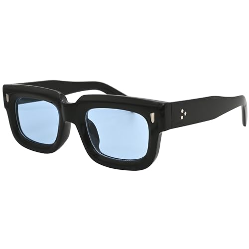 Onrtry Square Frame Sunglasses for Men Women Chunky Rectangle Sun Glasses Black Shades