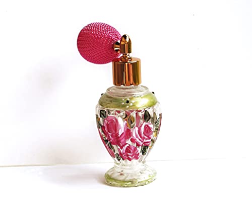 Vintage-Inspired Pink Roses Glass Perfume Bottle with Refillable Atomizer - Romantic Shabby Chic Decor - Image 6
