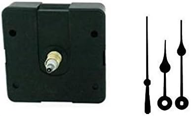 Quartz Clock Mechanism Movement Kit with 3" Black Spade Hands for Dials up to 1/4"