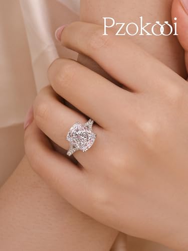 5.0CT Exquisite Cushion Cut Engagement Ring for Women, Split Shank CZ Simulated Diamond 925 Sterling Silver Promise Ring2