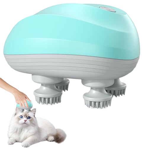 LYPPUL Kopfmassagegerät Elektrisch, Katzen Massagegerät mit 4 Knetköpfen 6 Modi, Kabelloses Handmassagegerät, IPX7 wasserdicht,...
