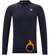 DEVOROPA Youth Boys Compression Thermal Shirt Long Sleeve Fleece Baselayer Soccer Baseball Unders...