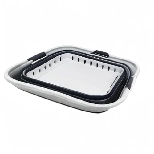 SAMMART 42L Faltbarer Wäschekorb aus Kunststoff - Faltbarer Pop-Up-Aufbewahrungsbehälter/Organizer - Tragbarer Wäschekorb - Platzsparender Wanne (1, Grau/Schiefergrau)