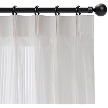 White Pinch Pleated Window Sheer Curtains 102 Inches Long 2 Panels, Gently Filter Light See Through Vertical Stripe Semi Sheer Window Panels Drapes, 26" W x 102" L x2