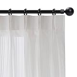CHEFRU White Pinch Pleated Window Sheer Curtains 63 Inches Long 2 Panels, Gently Filter Light See Through Vertical Stripe Semi Sheer Window Panels Drapes, 100