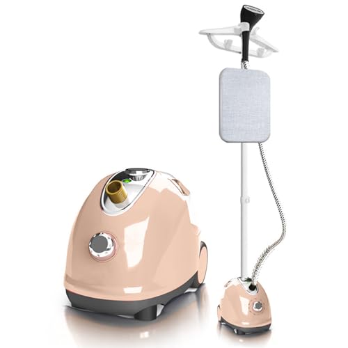 VERVELINK Plancha de Vapor Vertical para Telas y Ropa, Centro Planchado Vapor Vertical 2000W, 90 ° Vertical / 180 ° Horizontal 2 métodos de Planchado con Tabla de Planchar, 10 Niveles de Ajuste,Khaki