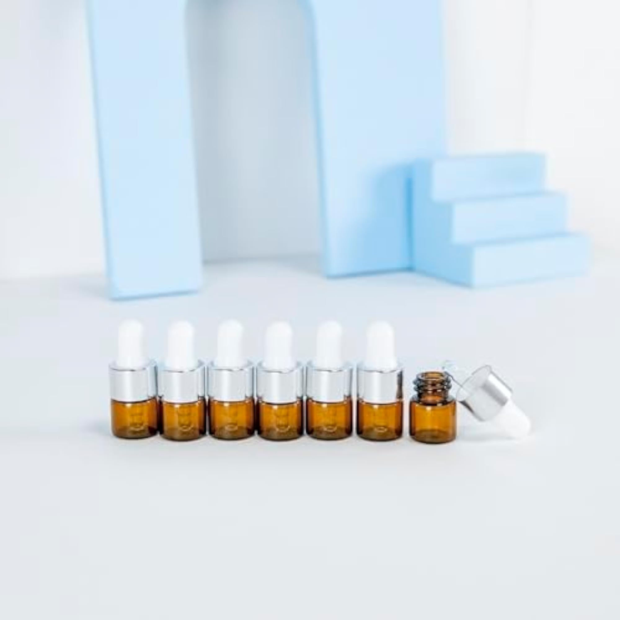 50 PCS Dark Brown Glass Bottles with Eye Droppers