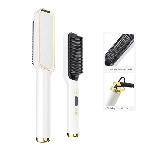 Cepillo alisador de cabello blanco con ion negativo miniatura 3