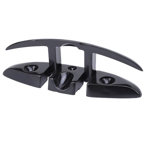 6inch Boat Folding Cleat, 316 Stainless Steel Marine Rope Cleats, Heavy Duty Coated Black Dock Cleats for Yacht RV Speedboats