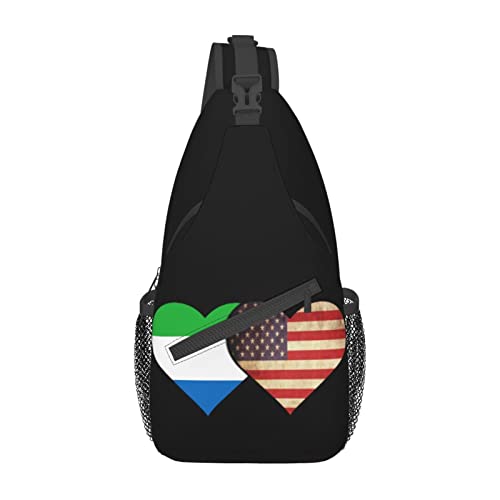 Mochila bandolera unisex bandera Sierra Leone y EE.UU. miniatura 2