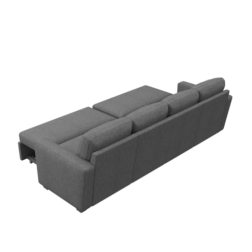 Image of HONBAY Modular Sectional Sleeper Sofa Bed, with Pull Out Bed, Linen Convertible Sectional Couches for Living Room - Dark Grey