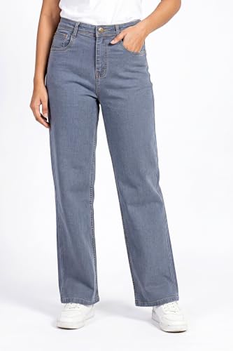 Image of Women's High Rise Wide Leg Denim Jeans | Stretchable Casual Blue Jeans for Women | Classic 5 Pocket Style | Comfortable Everyday Wear