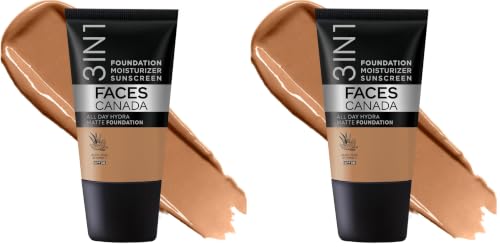 Image of FACESCANADA Cream All Day Hydra Matte Foundation - Mini | 3in1 Foundation + Moisturizer + SPF 30 | 24 HR Aloe Hydration & Vitamin C | 10HR Wear | Medium to High Buildable Coverage | Warm Sand (18 ml)