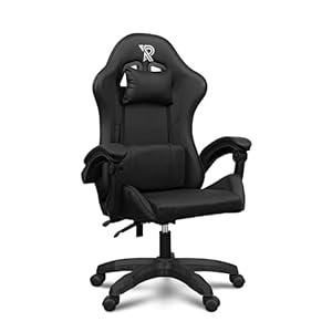 Apollo Gaming Stuhl, Bürostuhl PC Stuhl, Gamer Stuhl mit Kopfstütze, Lendenkissen und Armlehnen, verstellbare Rückenlehne 90-135°, Gaming Sessel, Schwarz