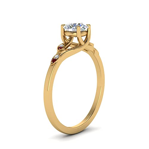 Image of Choose Your Gemstone Nature Inspired Diamond CZ Engagement Ring Yellow Gold Plated Round Shape Petite Engagement Rings Lightweight Office Wear Everyday Gift Jewelry US Size 4 to 12