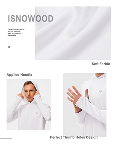 isnowood Sun Shirt UPF 50+ Men's Fishing Shirt Long Sleeve UV Protection Hoodie Rash Guard for Swimming Running Hiking Light4