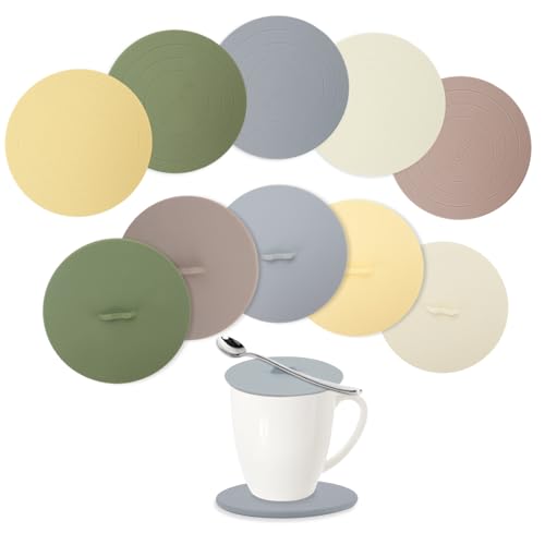 Mulaibdin 5 Pezzi Sottobicchieri Silicone & Coperchi in Silicone, Sottobicchieri Colorati, Antiscivolo Sotto Bicchieri da Tavola, Isolare Sottobicchieri Set per Birra,Bar,Bottiglie, Tazze da Tè,Caffè