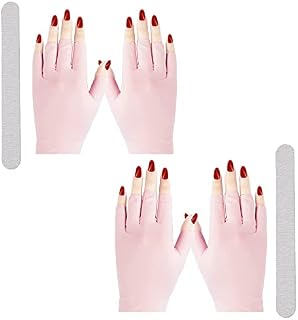 UV Gloves UV Shield Gloves for Gel Manicure, Light Protection Gloves for Gel Nail Lamp, Nail Art Fingerless UV Light Glove to Protect Hands from UV Light Lamp Dryer (1 Pair)