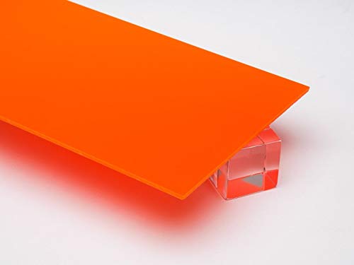 Image of 1 /8 inch (0.118 inch) Solid Orange Acrylic Opaque Plexiglass Sheet 12 inchx12 inch Cast 3mm Thick Nominal Size AZM