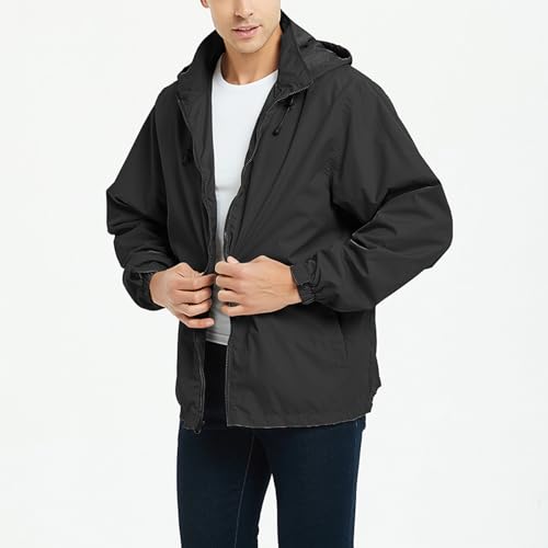 Veste imperméable homme à capuche et fermeture éclair étanche