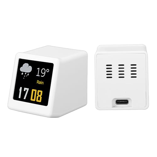 Sxhlseller LED ダイナミック ディスプレイ 1.54 インチ IPS スクリーン、天気、湿度、温度、GIF アニメーション用の WiFi デジタル卓上時計、ミニマリストのレトロなデザイン [4]