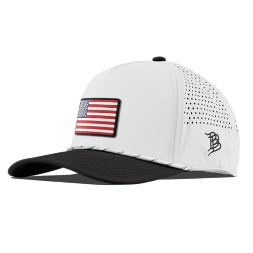 Image of Branded Bills Old Glory PVC Curved 5 Panel Rope USA Hat for Men, Baseball Cap, Adjustable Snapback