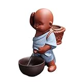 HEQING Manneken PIS-Tee-Set, kleine Mönch-Tee-Haustiere, chinesische handgefertigte lila Tonkeramik, Haus- und Büroschmuck,Blau,Little