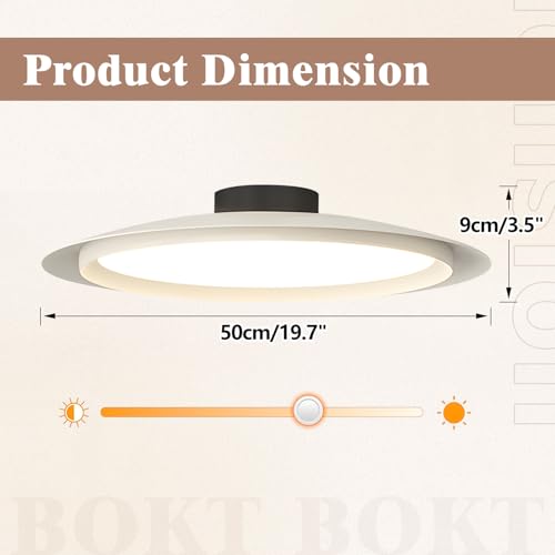 Image of Minimalist Ceiling Light 19.7 inch White Mid Century Modern Ceiling Lights Nordic LED Flush Mount Fixture Vintage Close to Ceiling Light Large Metal Ceiling Lamp for Entryway Corridor Bedroom