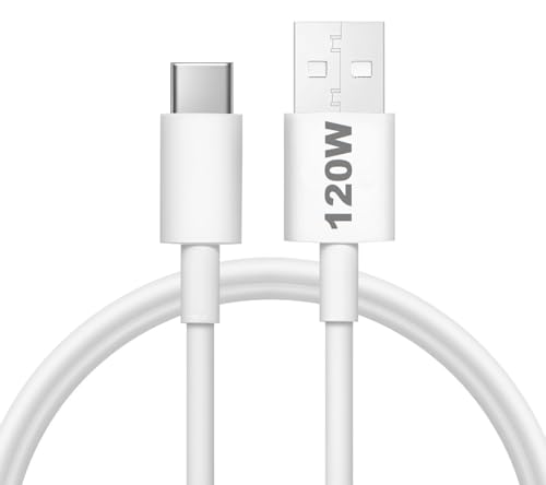 Image of NISHTECH Original 120W Flash USB Type C Mobile Data Charging Cable For Vivo V30 /V29 /V28 /V27 /V25 /V23E /V23 Pro /V21 5G /iQOO Neo 9 Pro /12 5G /Neo 7 Pro /Z7 /Z7S /Z6 Lite /11 /Z6 44W /T2 /iQOO 9- White, 3Ft