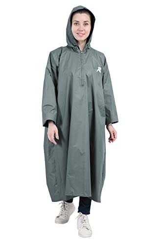 Image of ROCKSPORT Hooded Waterproof Rain Poncho for Men, Women & Adult II PU Coating 2000MM - Grey