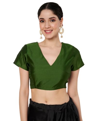 Image of studio rasa Women's Silk Blend Stretchable Crop Top for Festive Wedding Party