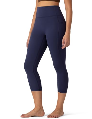 Image of Colorfulkoala Dreamlux No Front Seam Capri Leggings with Pockets for Women - High Waisted 21 inch Buttery Soft Yoga Pants