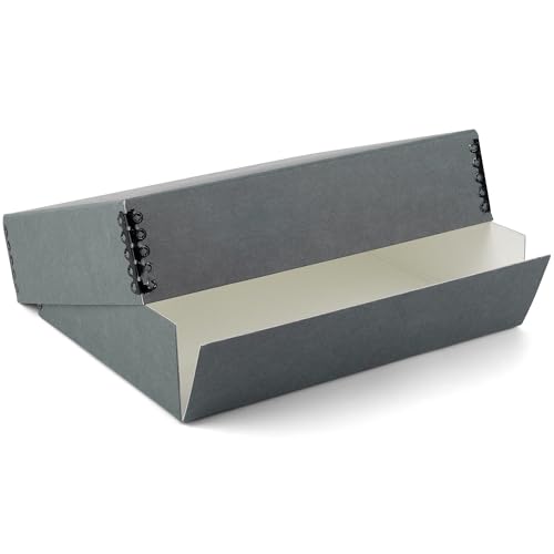 Lineco Blue/Gray 11x17 Museum Storage Box Removable Lid and Drop Front Design. Archival with Metal Edge. Protect Longevity, Store Photos, Documents, Crafts, Cards, Magazines, Prints, DIY.