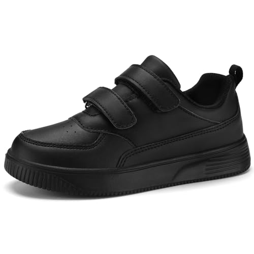 DSWED Unisex-Child Leather Lightweight Breathable Knit Athletic Running Sneakers for Kids Shoes for Boys Girls