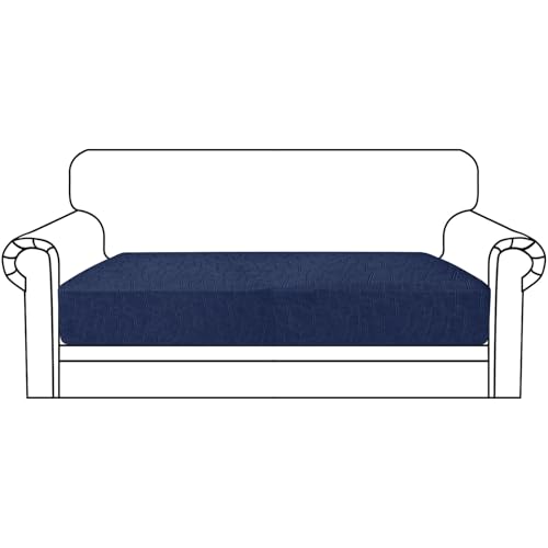 MAXIJIN Waterproof Couch Cushion Covers Individual Love Seat Cushion Cover Stretch Sectional Sofa Slipcovers with Elastic Bottom for Dogs Pets (1 Piece for Loveseat, Navy Blue)