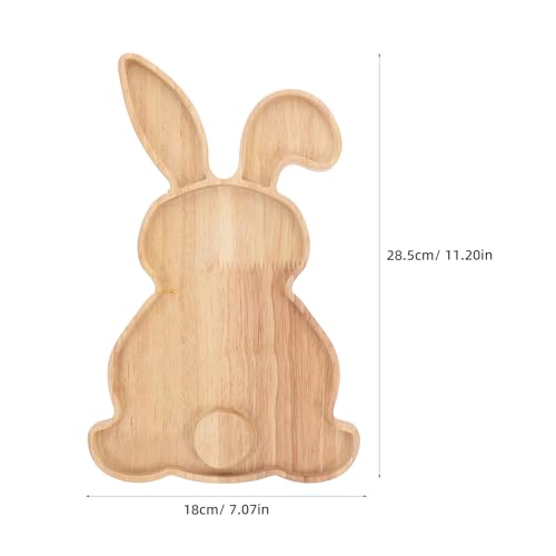 Toyvian holztablett in hasenform, servierbrett für wurstwaren in hasenform dekoratives Snack und salatbrett aus Holz obstteller für frühlings und osterfeste sowie Abendessen
