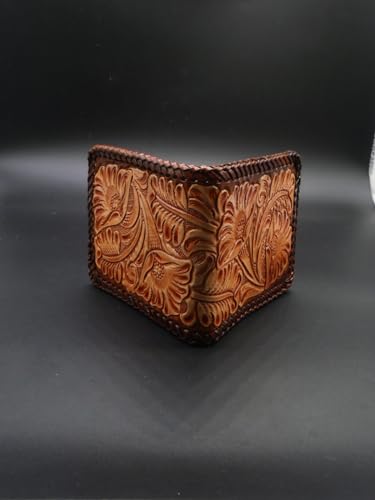 Bifold slim Wallet for Men, 3D Genuine Leather Minimalist Wallets, Western Cowboy Wallet, Floral Carving, RFID Blocking Hand Made Card Holder Wallet, Personalized Wallet2