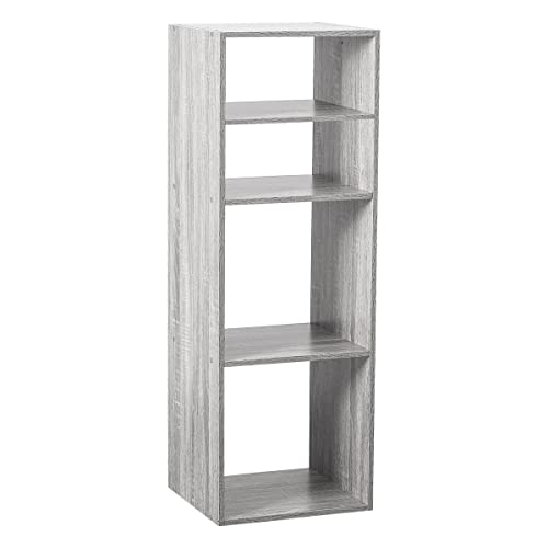 5five - Étagère Colonne Modulable Mix'n Modul - Effet Chêne Gris, 4 Cases, H 100,5 cm - Meuble de Rangement pour Salon, Chambre, Bureau