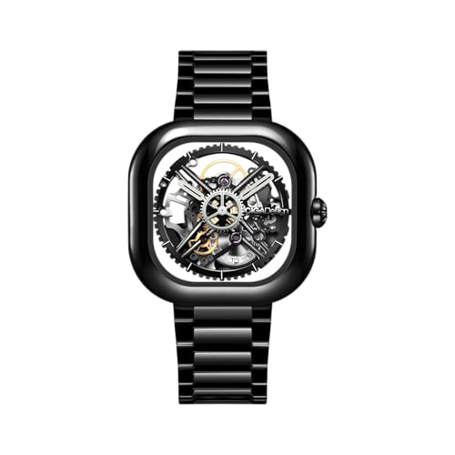 Montre squelette automatique homme boîtier céramique noire et verre saphir bombé Série Y