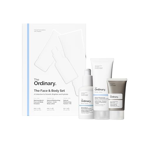 The Ordinary Face & Body Set Daily Skincare Routine with Niacinamide 5% Face & Body Emulsion, Natural Moisturizing Factors + Inulin Body Lotion, and Natural Moisturizing Factors + Hyaluronic Acid
