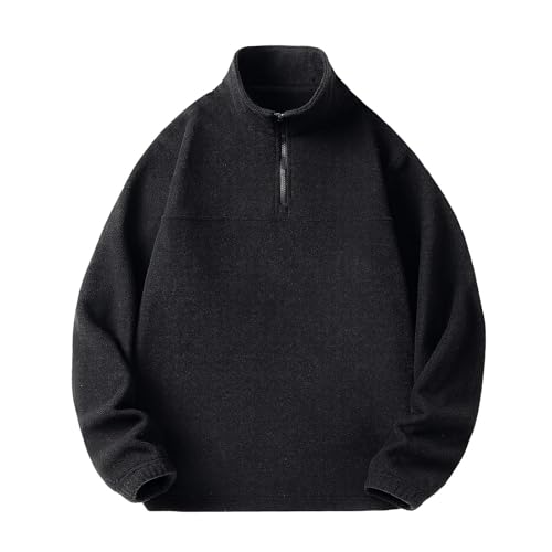 Men's Quarter Zip Pullover 2025 Casual Long Sleeve Fleece Sweatshirts Mock Neck Warm Fall Clothes with Elastic Cuff