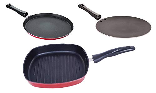 Image of Nirlon Non Stick PFOA Free Scratch Resistant Coating Cookware Set of 3 Pieces (FT11 CT12 GP24)