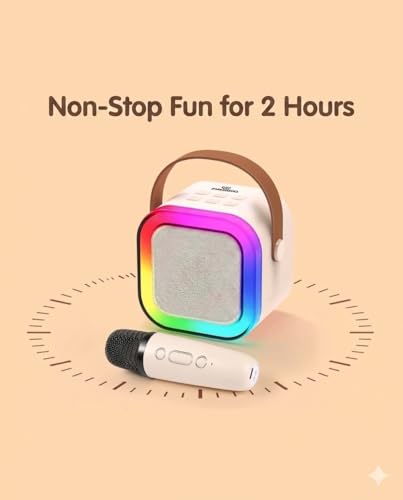 Image of Karaoke Mic with Bluetooth Speaker, Rechargeable, Wireless, Portable, LED Lights, for Kids, Boys, Girls, and Adults