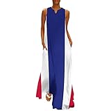 Long Dress Dress for Womens Summer Top Thailand Flag Casual V Neck Shift Dress M