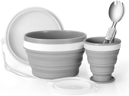 Odoland Vaiselle Camping Pliable Ensmble Assiettes Camping avec u...