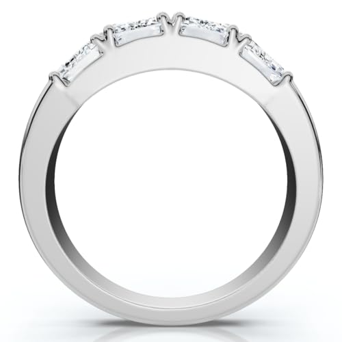 P3 POMPEII3 Pompeii 2 1/4Ct Tetrad Diamond Ring Emerald Cut Anniversary Band 14k Gold/Pt Lab Grown (E/F,VS1-VS2)2